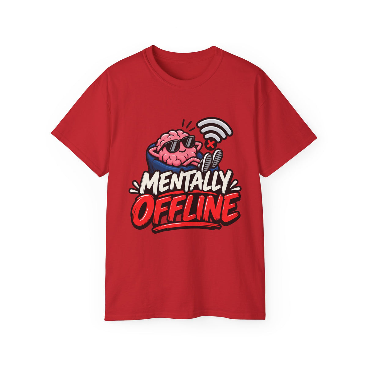 Mentally Offline T-Shirt | Funny Introvert Graphic Tee | Social Battery Low