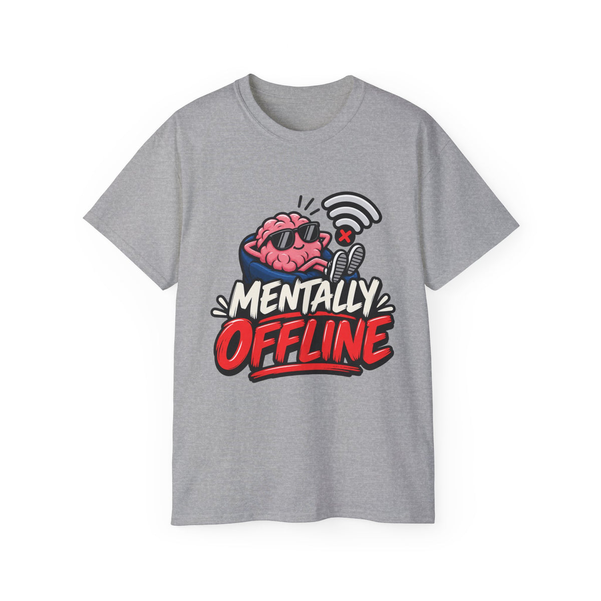 Mentally Offline T-Shirt | Funny Introvert Graphic Tee | Social Battery Low