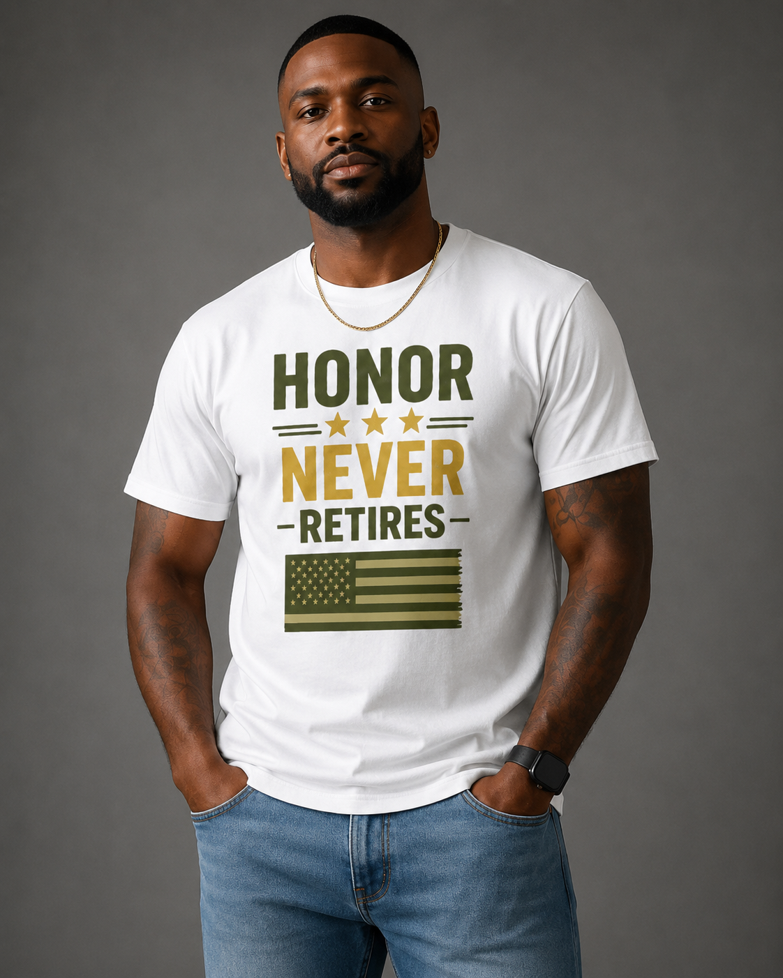 Honor Never Retires Patriotic Veteran T-Shirt