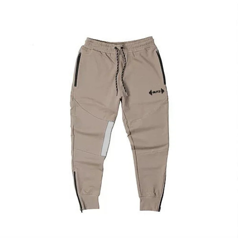 2025 New Men Sweatpants Gyms Fitness Sports pants Bodybuilding Joggers Workout Trousers Men Zip pocket Cotton Pencil Pants men