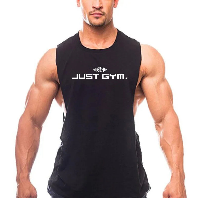 Just Gym Wear Muscle Guys Clothing Mens Loose Open Side Tank Tops For Male Summer Cut Off Sleeveless Active Shirts Fitness Vest