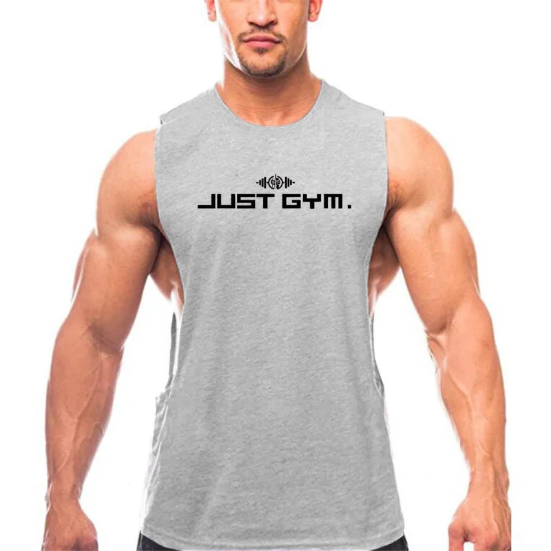 Just Gym Wear Muscle Guys Clothing Mens Loose Open Side Tank Tops For Male Summer Cut Off Sleeveless Active Shirts Fitness Vest