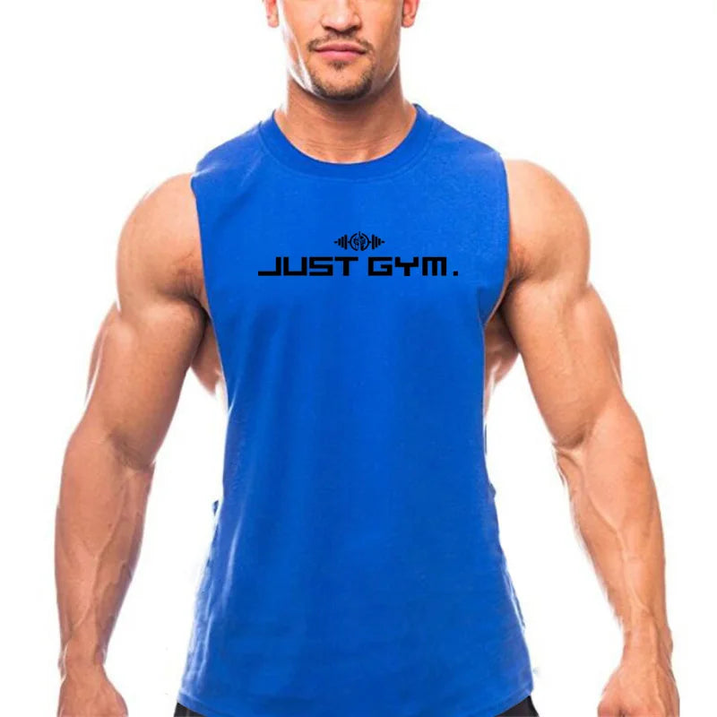 Just Gym Wear Muscle Guys Clothing Mens Loose Open Side Tank Tops For Male Summer Cut Off Sleeveless Active Shirts Fitness Vest