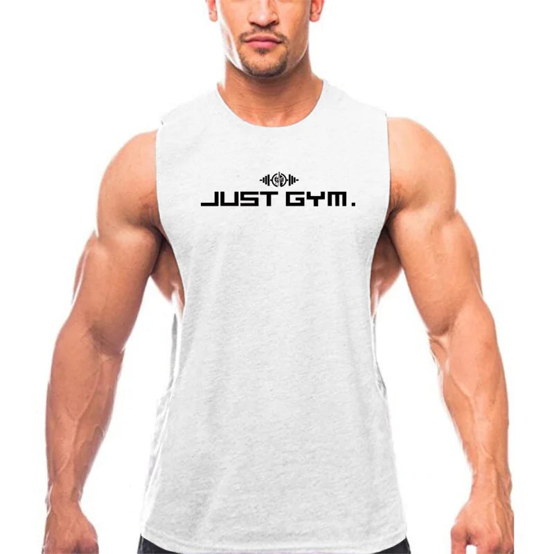 Just Gym Wear Muscle Guys Clothing Mens Loose Open Side Tank Tops For Male Summer Cut Off Sleeveless Active Shirts Fitness Vest