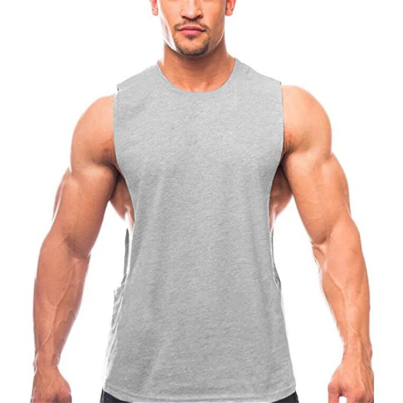 Just Gym Wear Muscle Guys Clothing Mens Loose Open Side Tank Tops For Male Summer Cut Off Sleeveless Active Shirts Fitness Vest