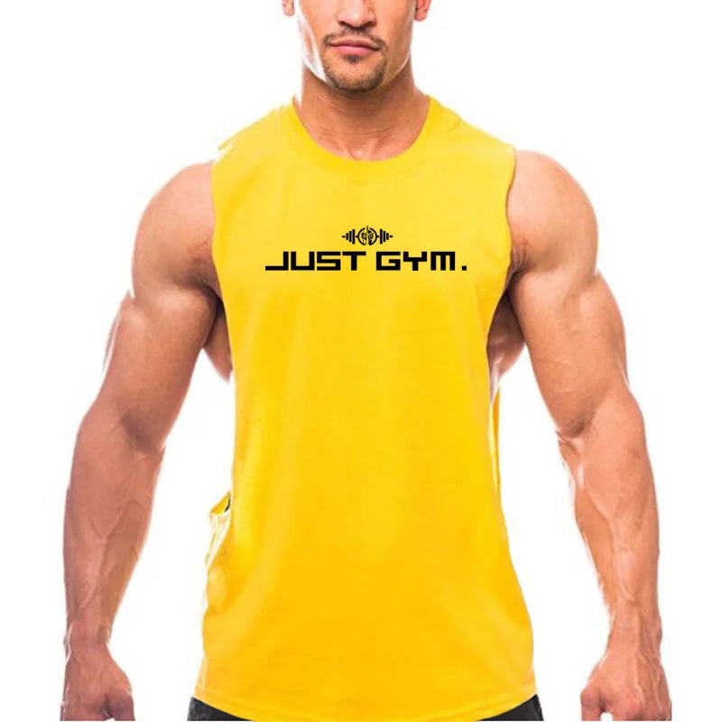 Just Gym Wear Muscle Guys Clothing Mens Loose Open Side Tank Tops For Male Summer Cut Off Sleeveless Active Shirts Fitness Vest