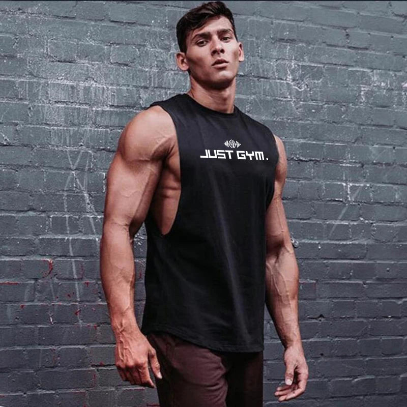 Just Gym Wear Muscle Guys Clothing Mens Loose Open Side Tank Tops For Male Summer Cut Off Sleeveless Active Shirts Fitness Vest