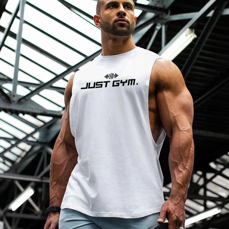 Just Gym Wear Muscle Guys Clothing Mens Loose Open Side Tank Tops For Male Summer Cut Off Sleeveless Active Shirts Fitness Vest
