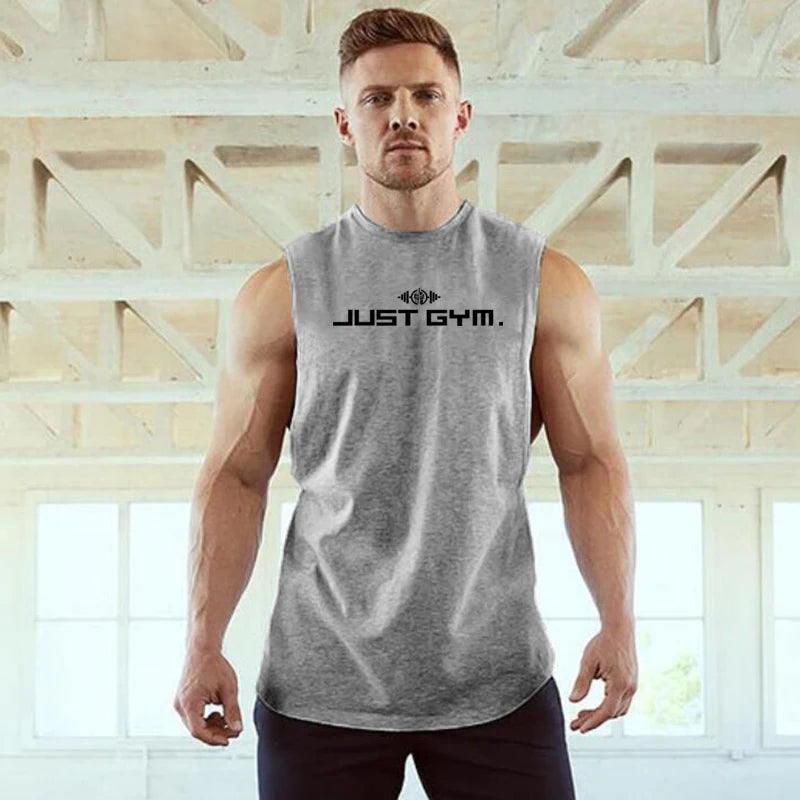 Just Gym Wear Muscle Guys Clothing Mens Loose Open Side Tank Tops For Male Summer Cut Off Sleeveless Active Shirts Fitness Vest