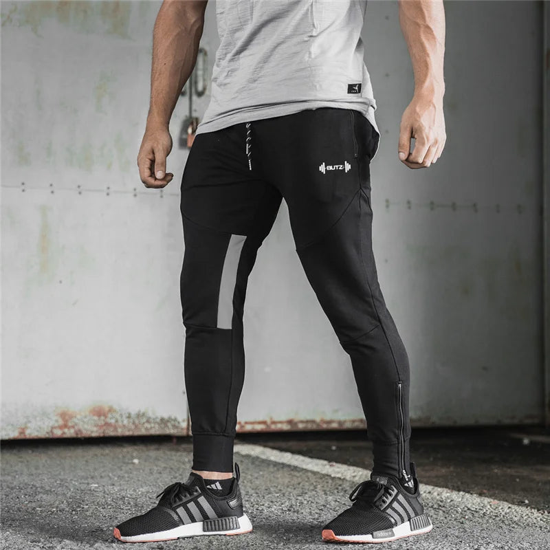2025 New Men Sweatpants Gyms Fitness Sports pants Bodybuilding Joggers Workout Trousers Men Zip pocket Cotton Pencil Pants men