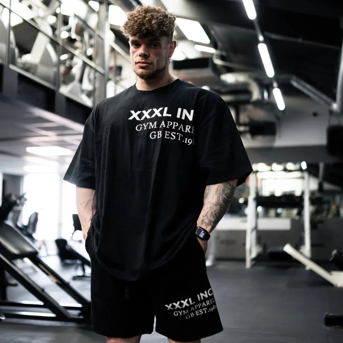 Men Gym Oversized T Shirt XXXL INC Print Fitness Workout Tops Breathable Loose Casual Sportswear Bodybuilding Training Tees