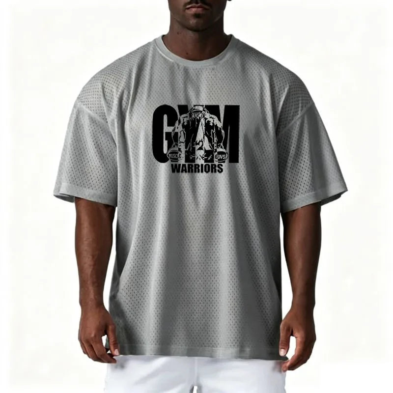Oversized Loose Men's Casual Sport T-Shirt Gym Bodybuilding Fitness Short Sleeve Shirt Summer Mesh Quick Dry Breathable Clothing
