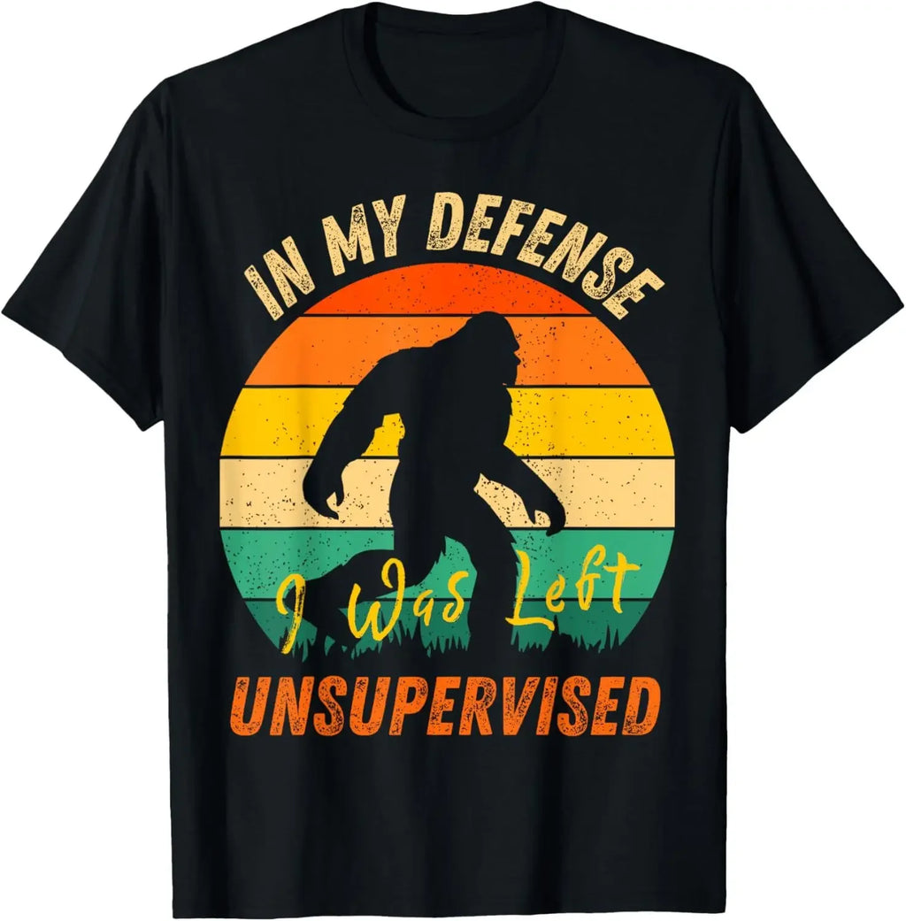 In My Defense I Was Left Unsupervised | Funny Retro Vintage T-Shirt  Men Clothing Tops Streetwear Camisetas