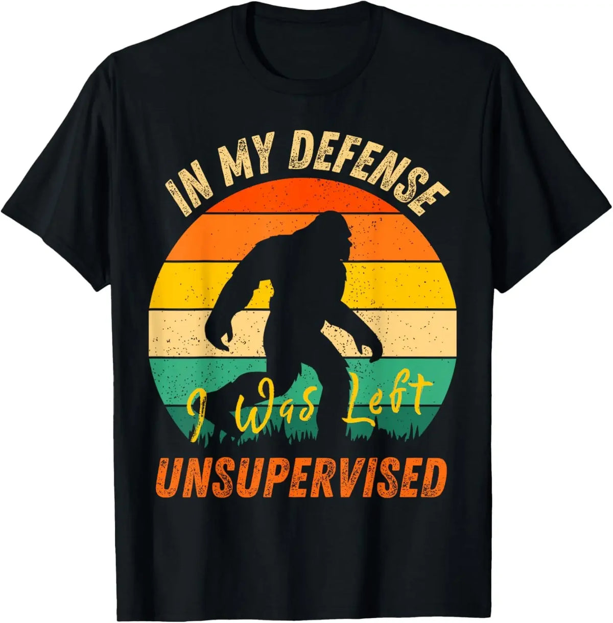 In My Defense I Was Left Unsupervised | Funny Retro Vintage T-Shirt  Men Clothing Tops Streetwear Camisetas