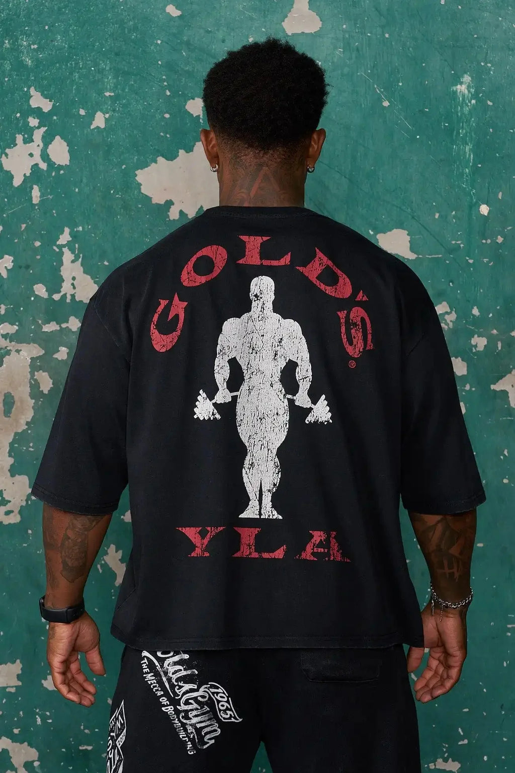 Golds Gym New Cotton Tees Mens Printed T-shirt - Suitable for Daily Workouts Fitness Cotton Slim Short Sleeve Large-sized Tee