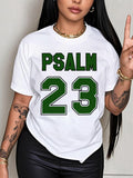Women'S Psalm 23 Jersey Premium T-Shirt Oversized Casual Short Sleeve Round Neck Tee with Bold Green Lettering women clothes