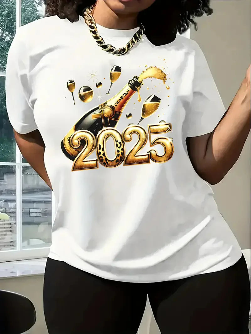 New Hot Selling Pattern Letters Printed Women's Fashion Short-sleeved T-shirt Cherry Round Neck Blouse Summer Fashion Polyester