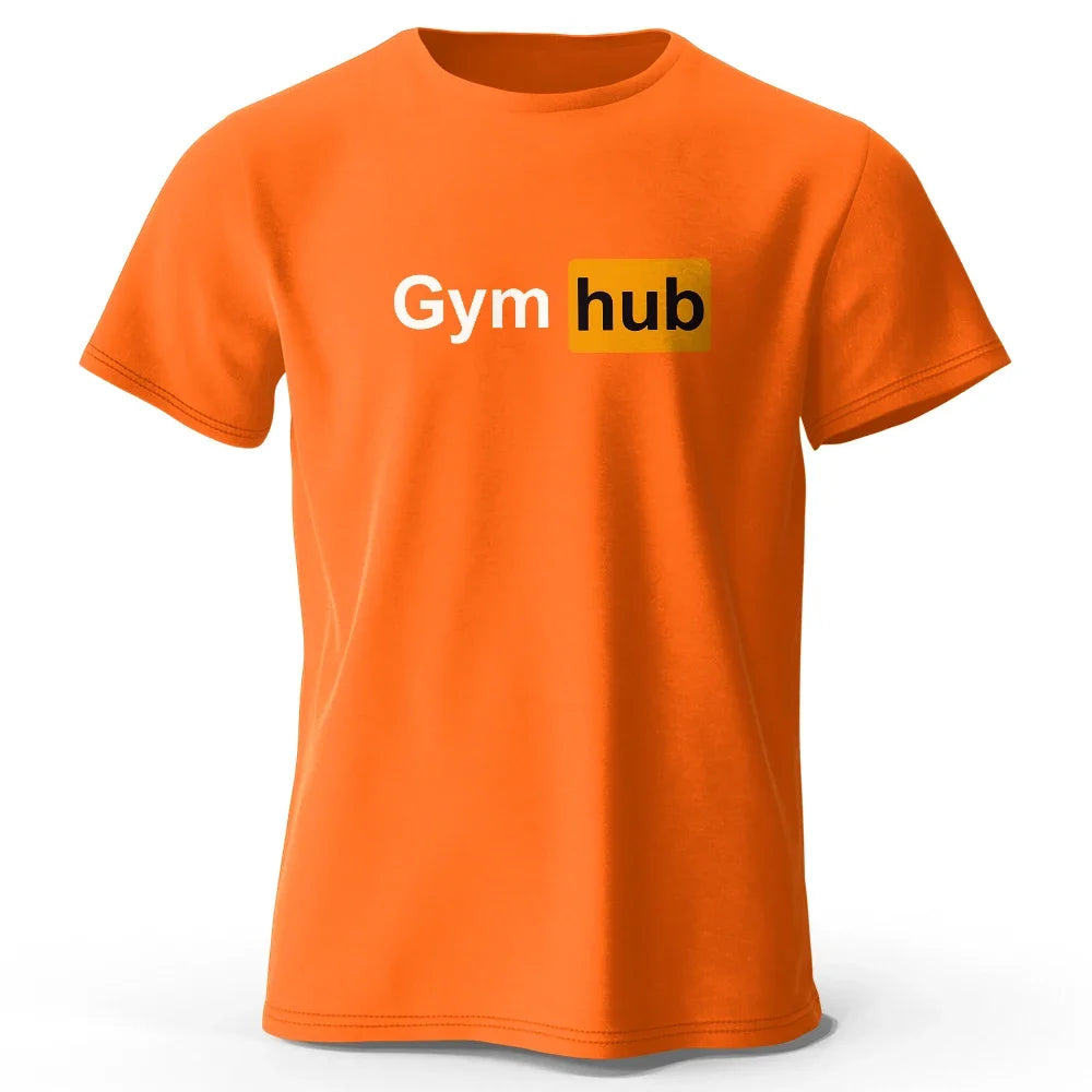 Gym Hub Printed Men's T-Shirt 100% Cotton Oversized Funny Graphic Tees for Men Summer Tops