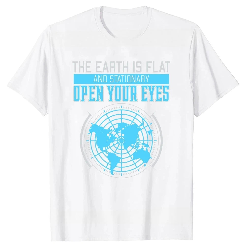 Fun "Flat Earth Association" T-shirt with Turtle and Elephant Print Street Style Round Neck Harajuku Short-sleeved for Women Y2K