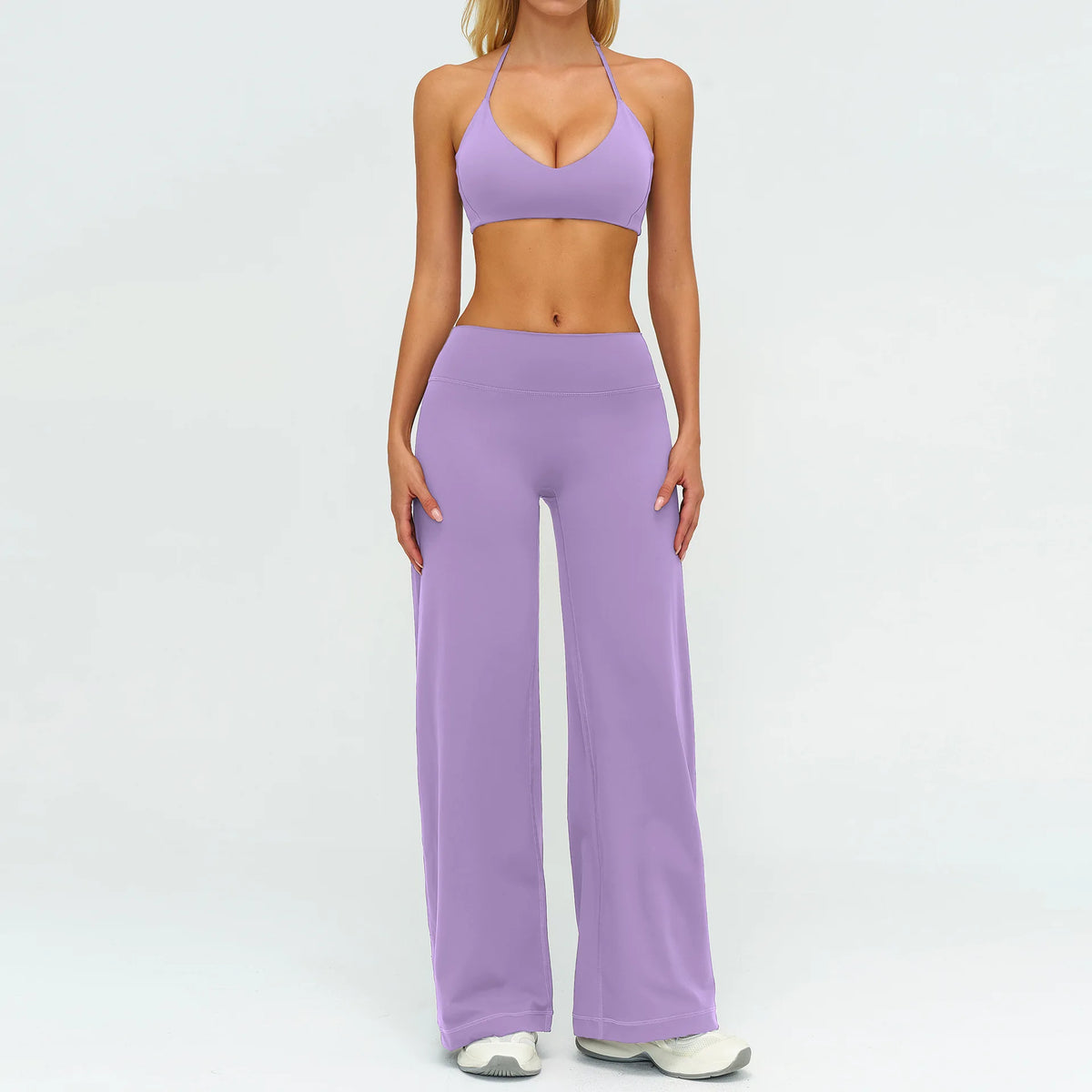 Women's Fitness Set Gym Tracksuit Breathable Sports Bra Flared Trousers Suit Workout Clothing Sportswear Female Athletic Wear