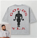 Golds Gym New Cotton Tees Mens Printed T-shirt - Suitable for Daily Workouts Fitness Cotton Slim Short Sleeve Large-sized Tee