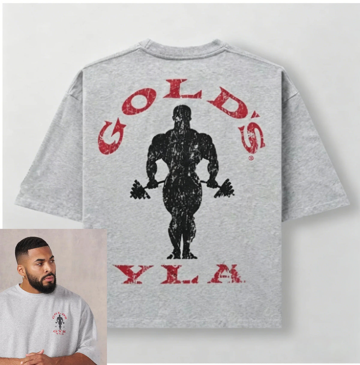 Golds Gym New Cotton Tees Mens Printed T-shirt - Suitable for Daily Workouts Fitness Cotton Slim Short Sleeve Large-sized Tee