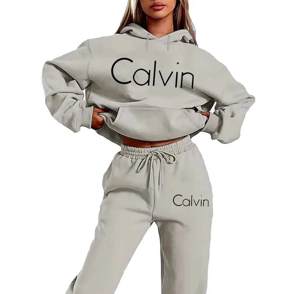Men Women Printed Hoodie 2‑Piece Tracksuit, Casual Long‑Sleeve Sweatshirt‑Pants Streetwear Outfit