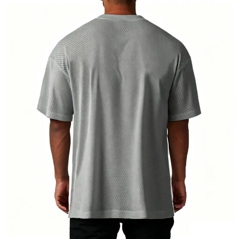 Oversized Loose Men's Casual Sport T-Shirt Gym Bodybuilding Fitness Short Sleeve Shirt Summer Mesh Quick Dry Breathable Clothing