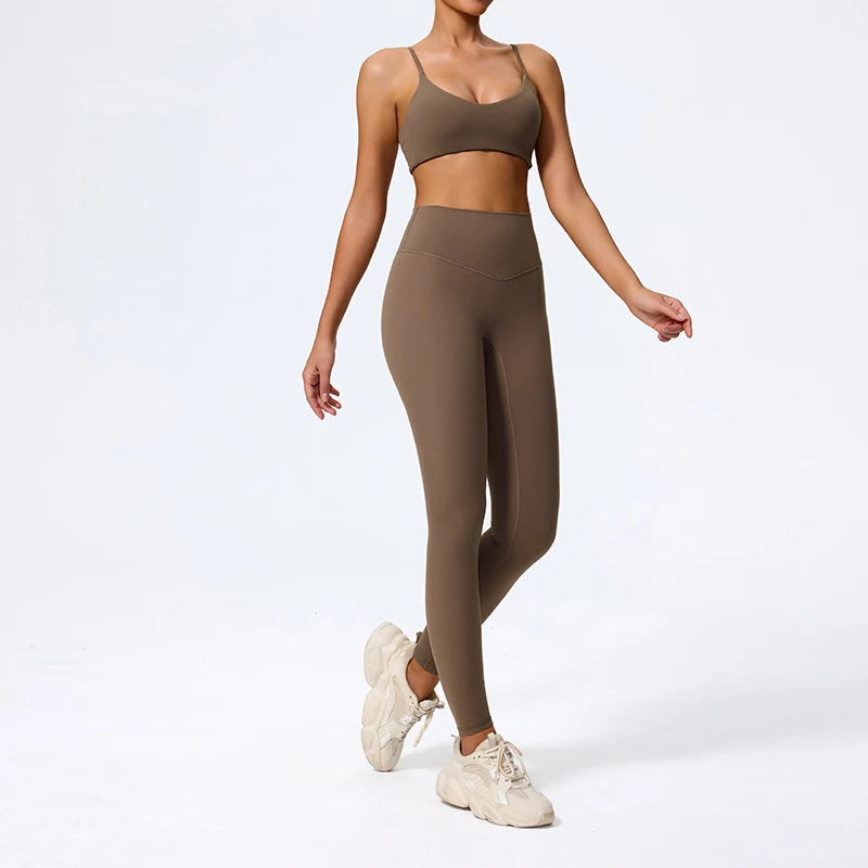 Ctenkevet Summer Women 2Pcs Sleeveless Sports Set Female Gym Two-Piece Yoga Set High Waist Breathable Legging Sportswear Women