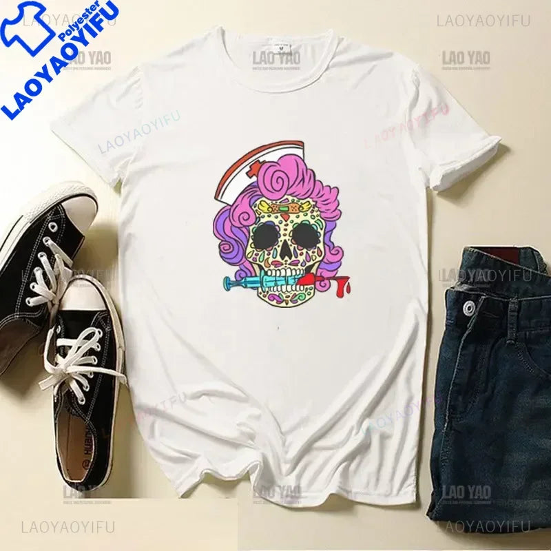 Skull Day of The Dead Graphic T Shirts Skeleton Woman Tshirts Mexican Heritage Flowers Black Tops Casual Kawaii Funny Clothes