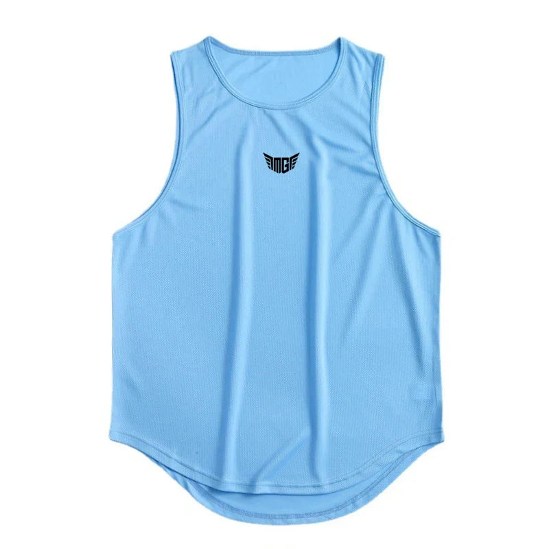 Mens Gym Clothing Fitness Bodybuilding Mesh Tank Tops Stringer Singlet Vest Clothes Sleeveless Shirts Muscle Summer Undershirt