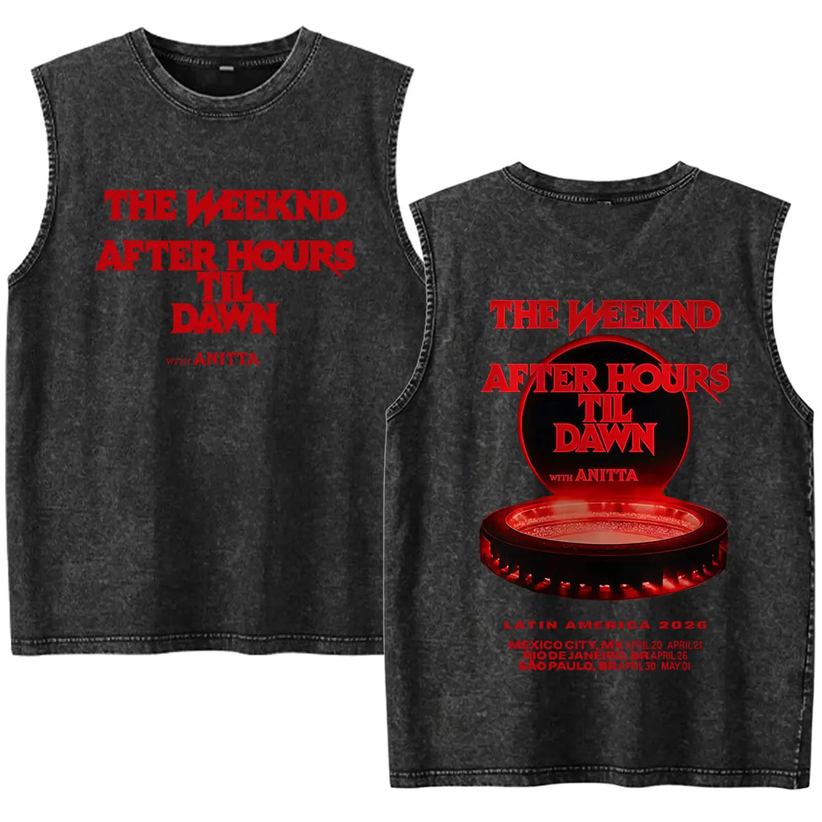 Rapper The Weeknd 2026 After Hours Til Dawn with Playboi Carti Tour Vintage Washed Tank Top Men Summer Oversized Fans Music Vest