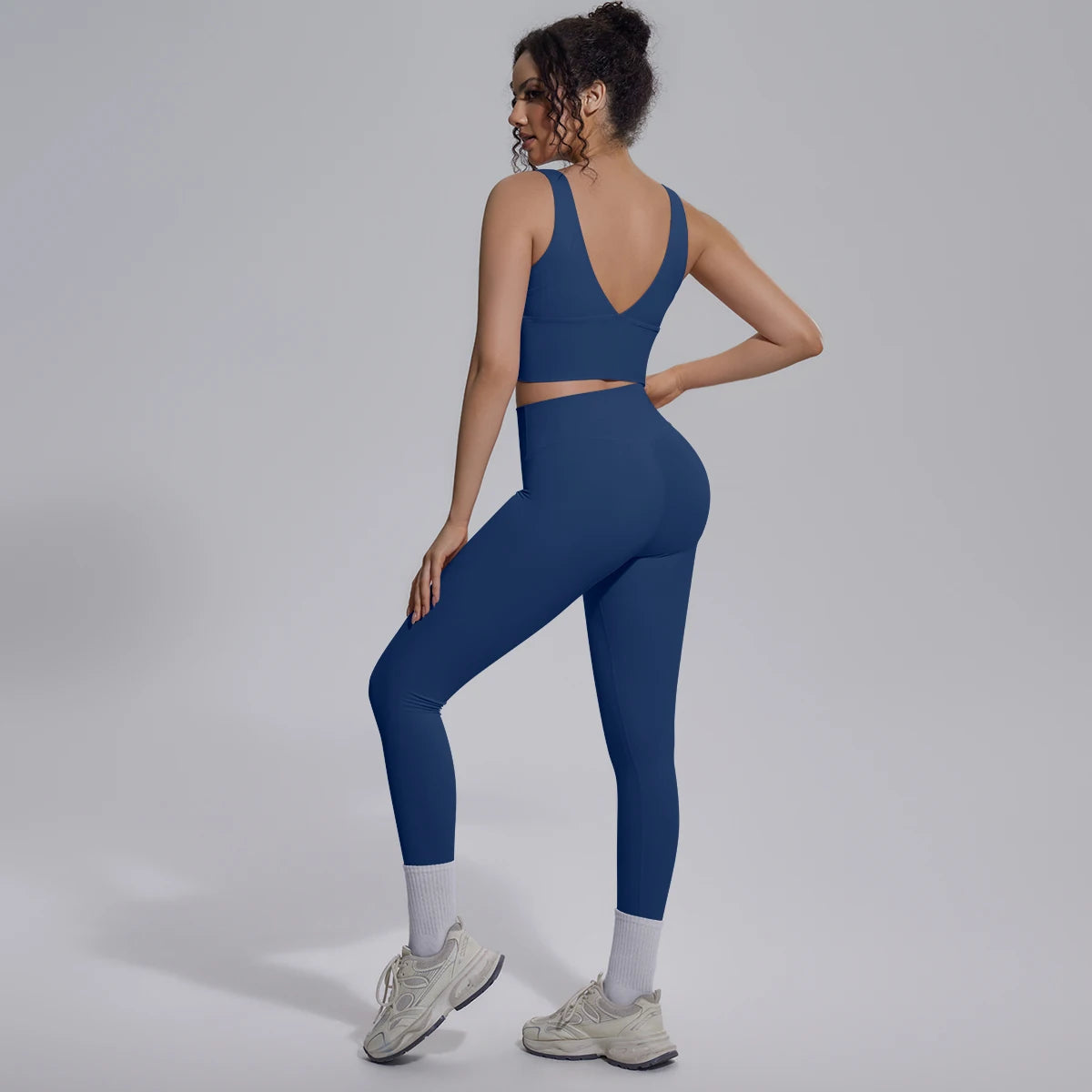 2PCS Yoga Set for Woman's Quick Drying Legging Outdoor Running Fitness Pants Summer Gym Backless Sports Bra with Chest Pad