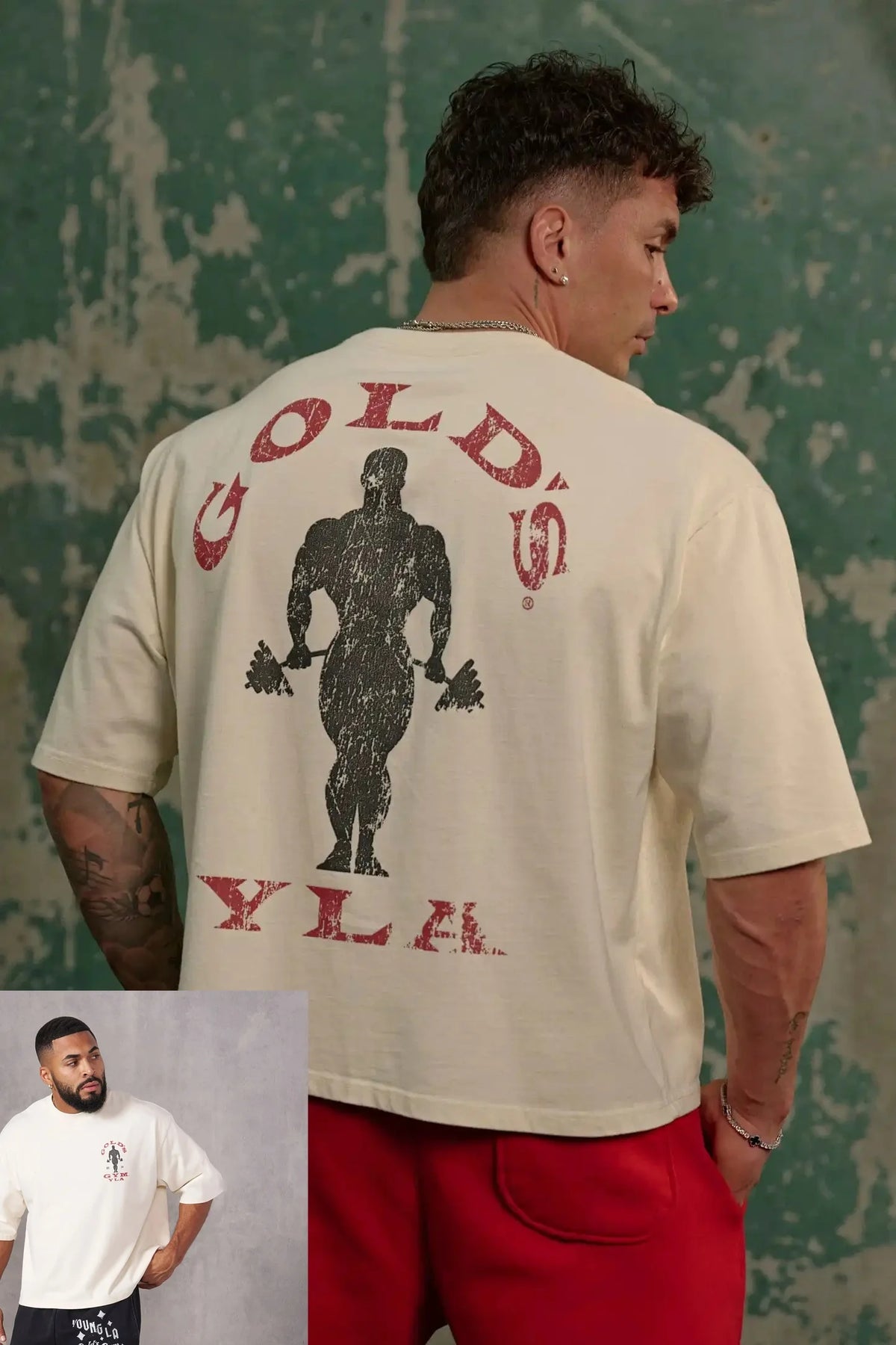Golds Gym New Cotton Tees Mens Printed T-shirt - Suitable for Daily Workouts Fitness Cotton Slim Short Sleeve Large-sized Tee