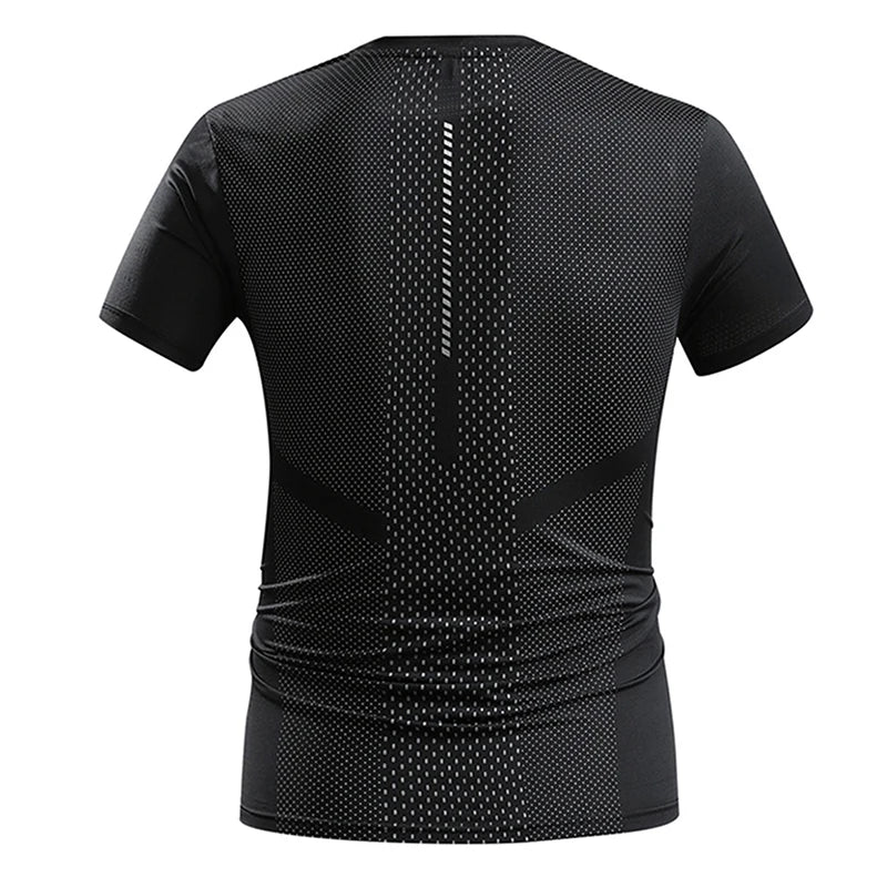 Men's Gym Muscle-Showing Fitness Short Sleeves Outdoor Running Training Thin Mesh Sports T-Shirt Men Summer Ice Silk T-Shirt