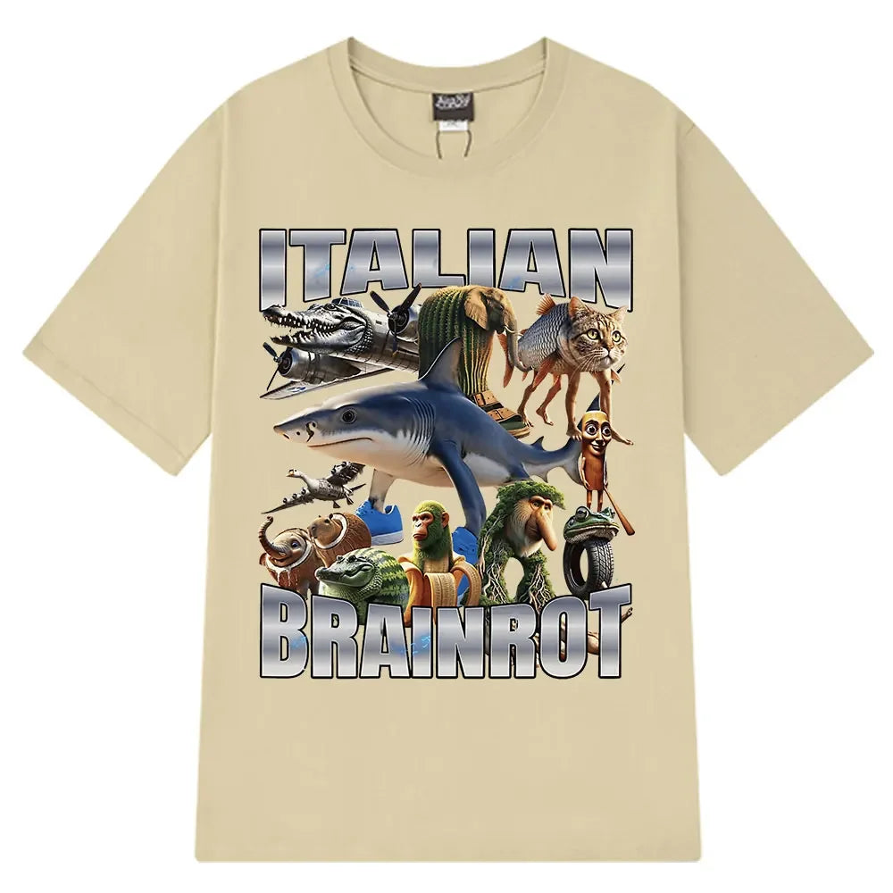 Italian Brainrot Tralalero Tralala Tung Sahur Bombardiro Crocodilo Fun Meme T-shirt Women's Fashion Loose T-shirt