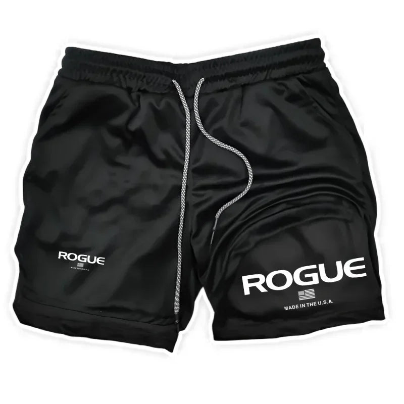 Rogue Gyms Mens 2-in-1 Double Layer Tight Sports Shorts Four Season All Weather Gym Fitness Daily Athletic Sport Bottoms