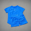 DFDK Quick Dry Breathable 2PCS Set, Seamless Short Sleeve Yoga Top, High Waist Shorts, Women Gym Running Workout Suit