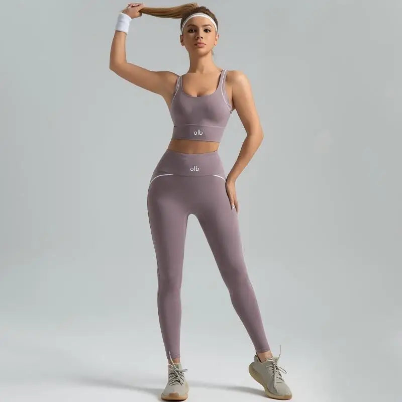 Women's set, slim fit yoga set, high-intensity exercise set, high elasticity, breathable fitness yoga suit