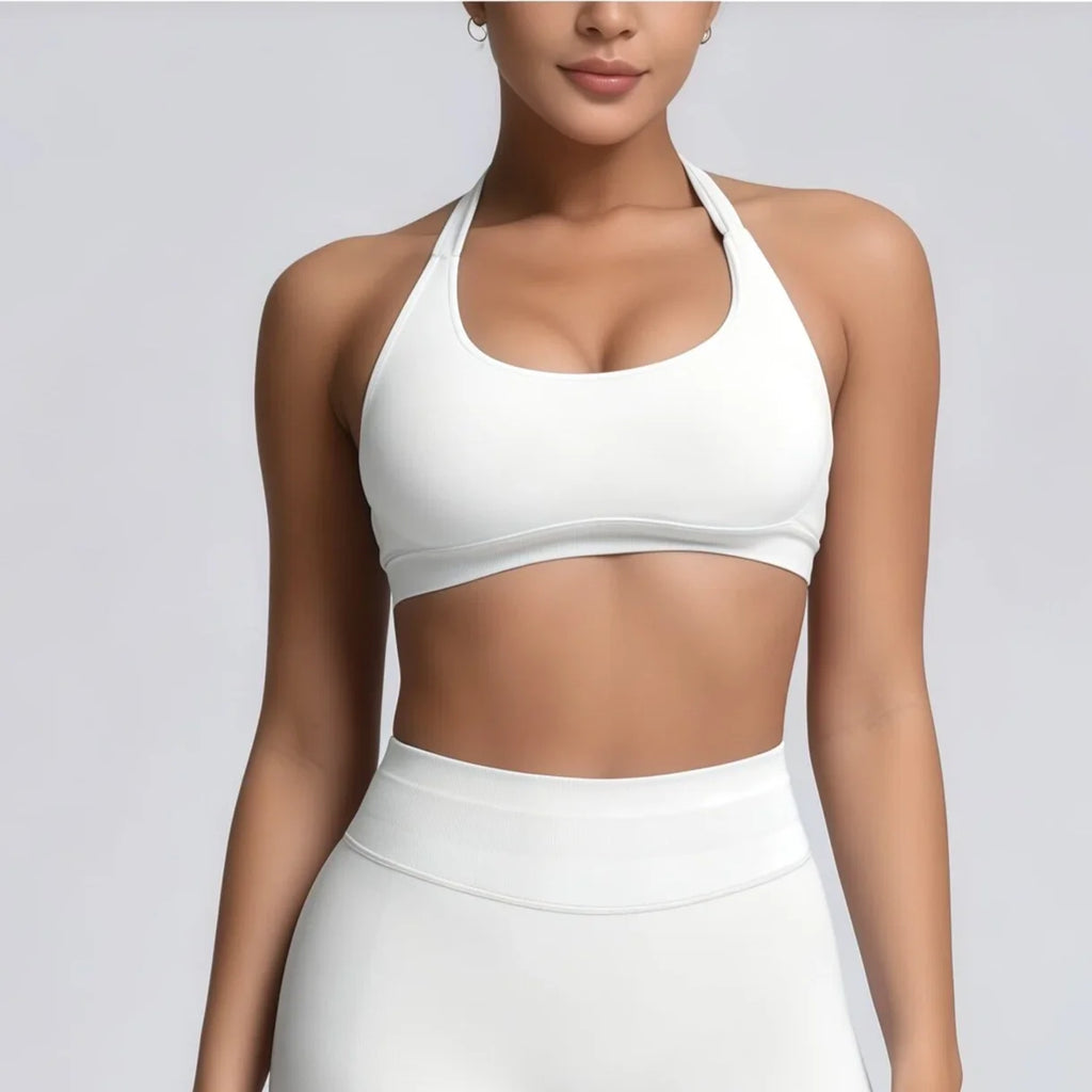 HISTELLO Impact Sports Bra Women Halter Backless Slim Fit Padded Bust Shaping Soft Elastic Daily Sport Yoga Gym Workout Tops