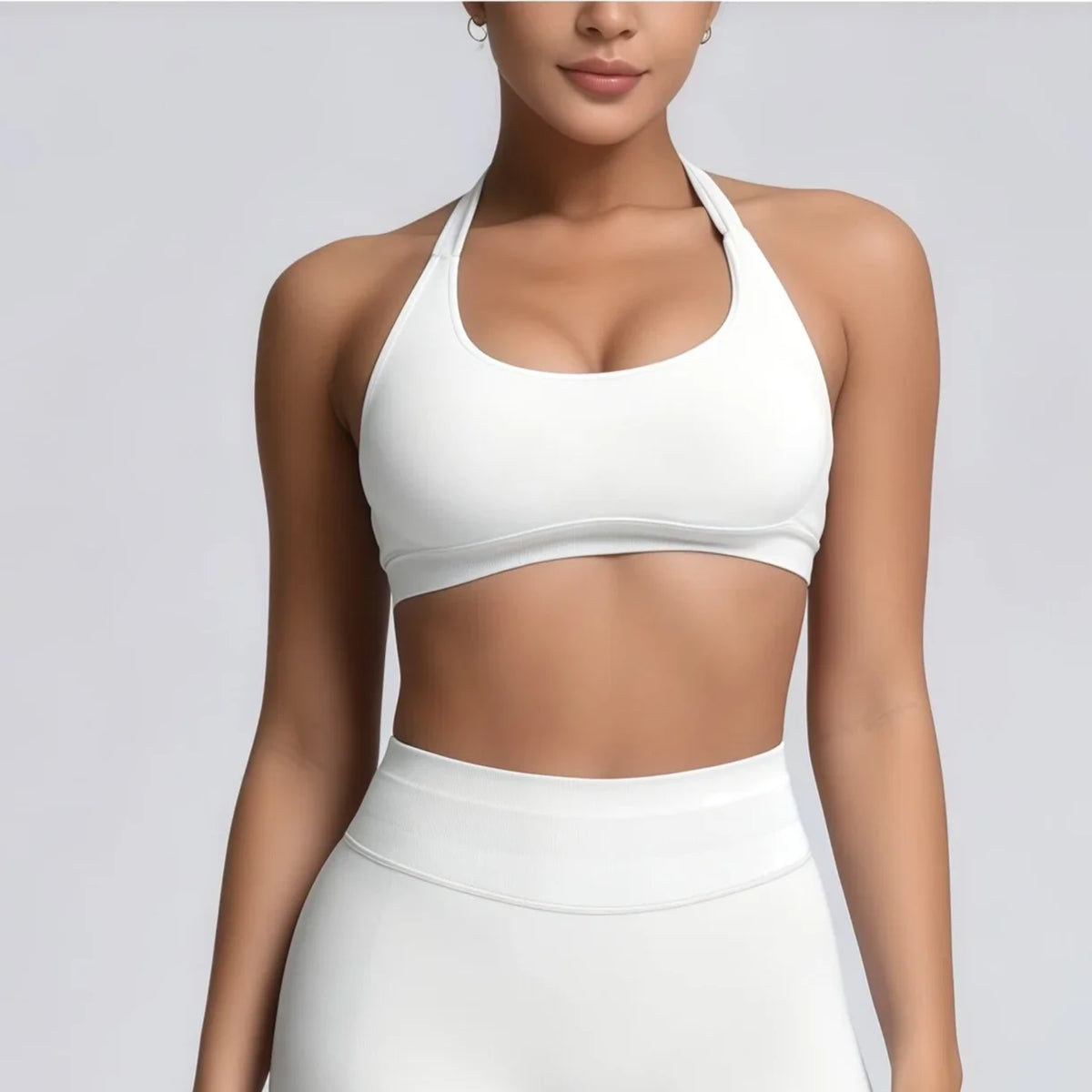HISTELLO Impact Sports Bra Women Halter Backless Slim Fit Padded Bust Shaping Soft Elastic Daily Sport Yoga Gym Workout Tops