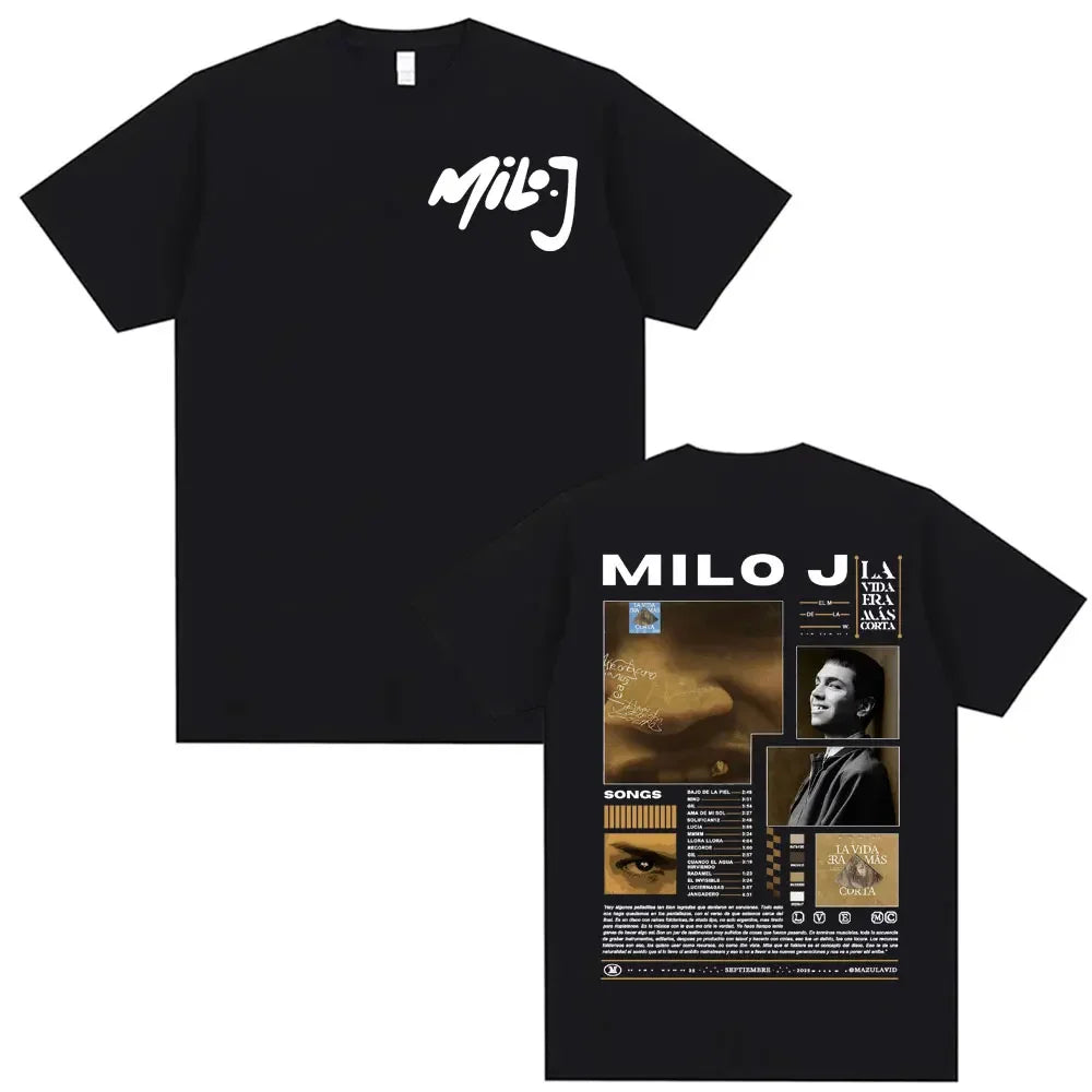 Y2k Short Sleeved Round Neck Tshirt Men Clothing New in Top & Tees Mens T-Shirt Rapper Milo J Music Album 2026 Tour Merch.