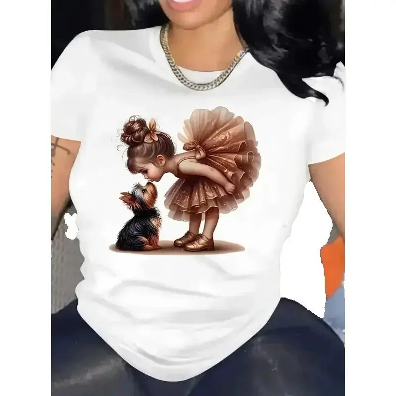 The New Hot Selling Fashion Casual Naughty Girl Printed Women's Short-sleeved Top Women Clothes  Graphic T Shirts Polyester