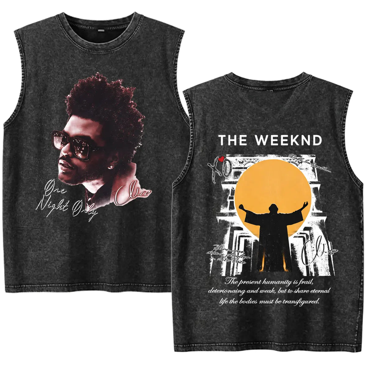 Rapper The Weeknd 2026 After Hours Til Dawn with Playboi Carti Tour Vintage Washed Tank Top Men Summer Oversized Fans Music Vest
