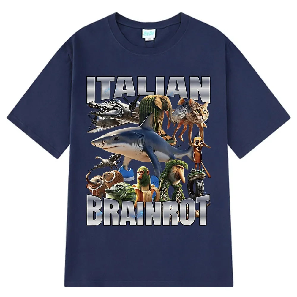 Italian Brainrot Tralalero Tralala Tung Sahur Bombardiro Crocodilo Fun Meme T-shirt Women's Fashion Loose T-shirt