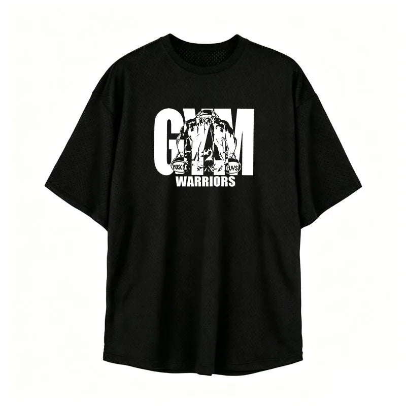 Oversized Loose Men's Casual Sport T-Shirt Gym Bodybuilding Fitness Short Sleeve Shirt Summer Mesh Quick Dry Breathable Clothing