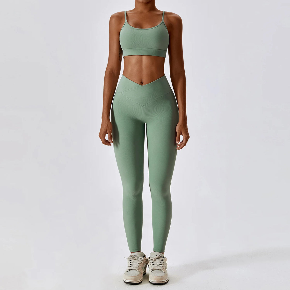 2PCS Seamless Yoga Set Gym Clothes Sportswear Yoga Suits For Women Fitness Rib Tracksuits Sports Bra Gym Leggings Sports Suits
