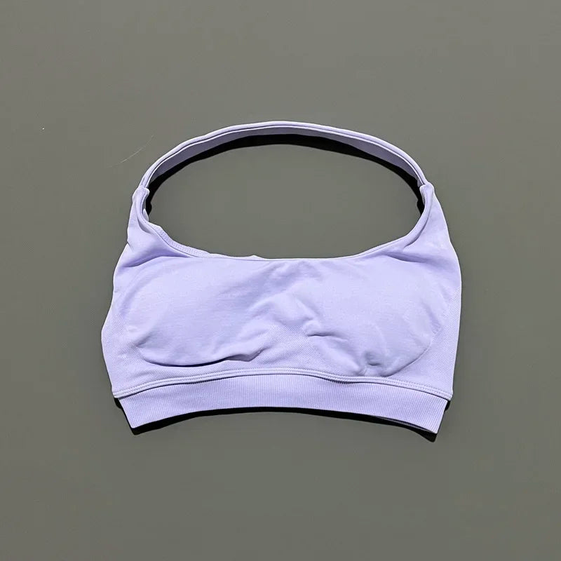 HISTELLO Impact Sports Bra Women Halter Backless Slim Fit Padded Bust Shaping Soft Elastic Daily Sport Yoga Gym Workout Tops