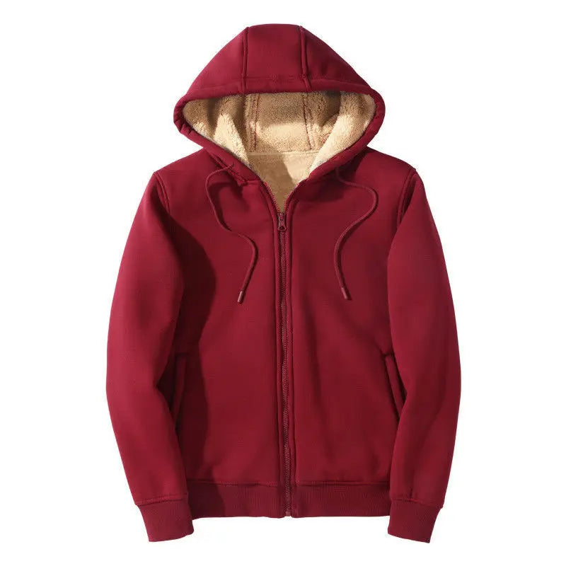 2025 Winter Windproof Hoodie - Men's Sherpa Lined Sweatshirt Thermal Zip Up Outerwear Streetwear S-5XL