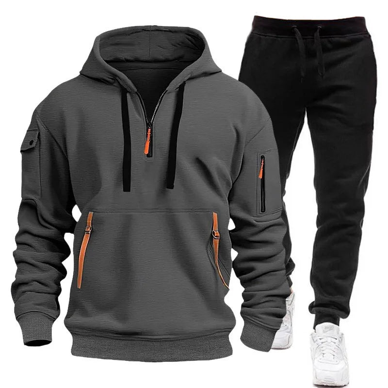 Sweatshirt Set for Autumn and Winter Outdoor Sports and Fitness Trend Hooded Sweatshirt Casual Pants Set